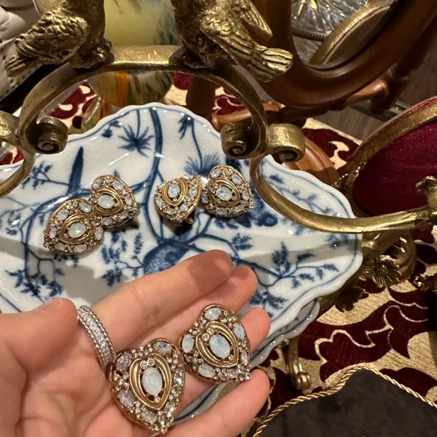 铜合金仿水晶耳饰 【2785】意｜纪念1992 Bovina月光爱心