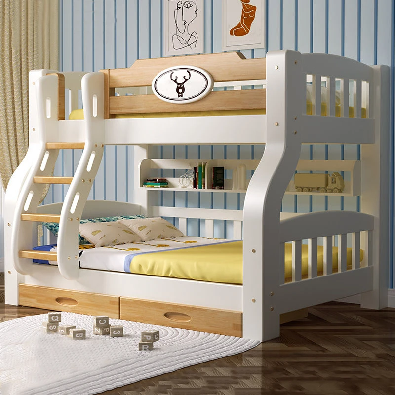 北欧实木双层床学生床家用女孩儿童房公主床上下铺储物高箱两层床