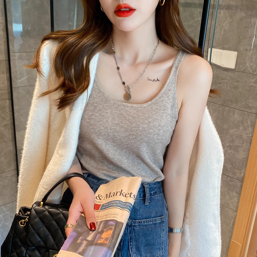 针织背心女夏西装内搭新款2025爆款白色打底女装吊带黑色秋季上衣