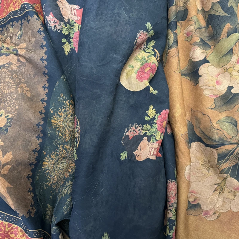 提花绢纺香云纱布料 真丝香云纱桑蚕丝面料【不支持七天无理由】