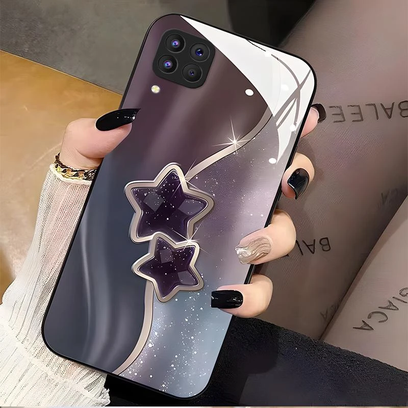 适用华为nova6se手机壳NOVA6SE玻璃流金暗紫女款时尚全包新款保护