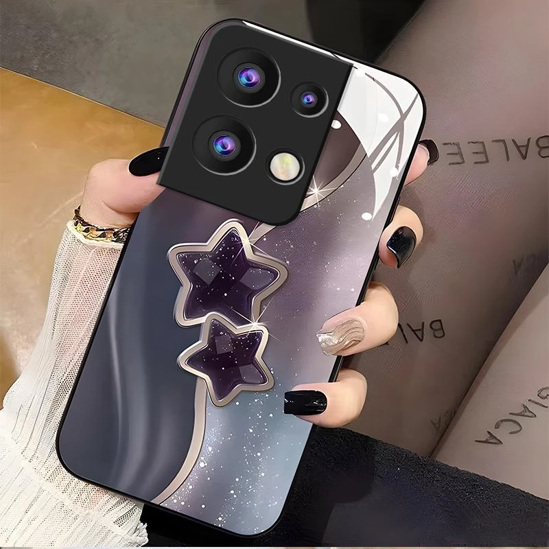 适用OPPOreno8pro+手机壳RENO8PRO+玻璃流金暗紫女款时尚全包新款