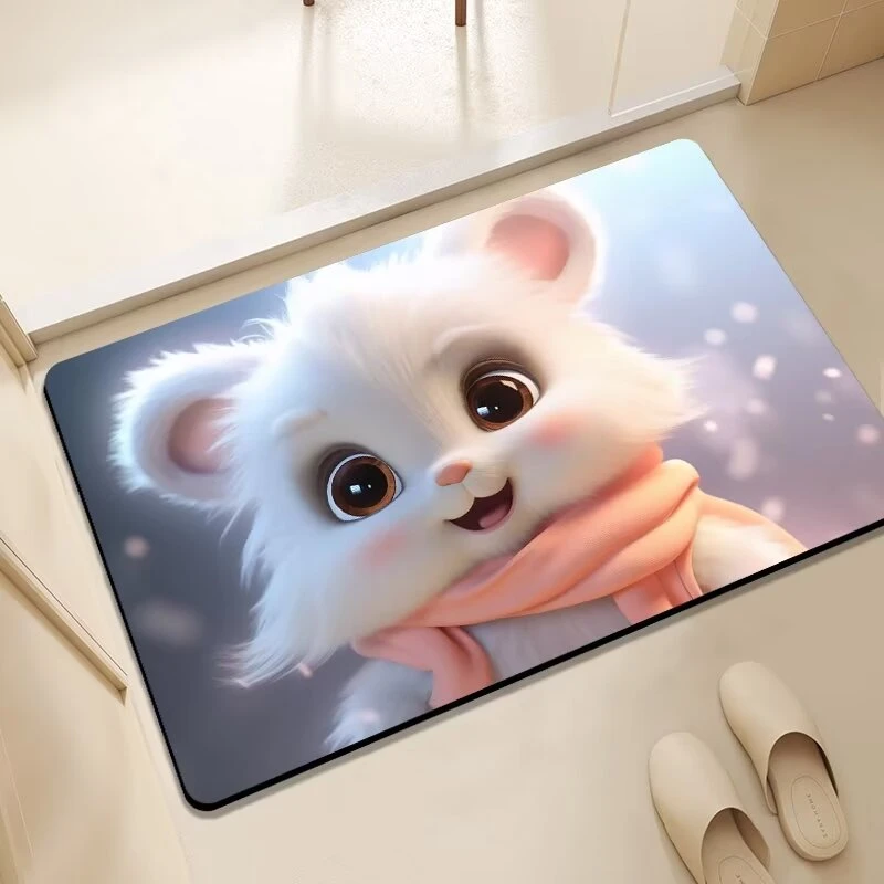 新款卡通动物浴室垫软硅藻泥地垫洗手间厨房地垫门口防滑吸水垫
