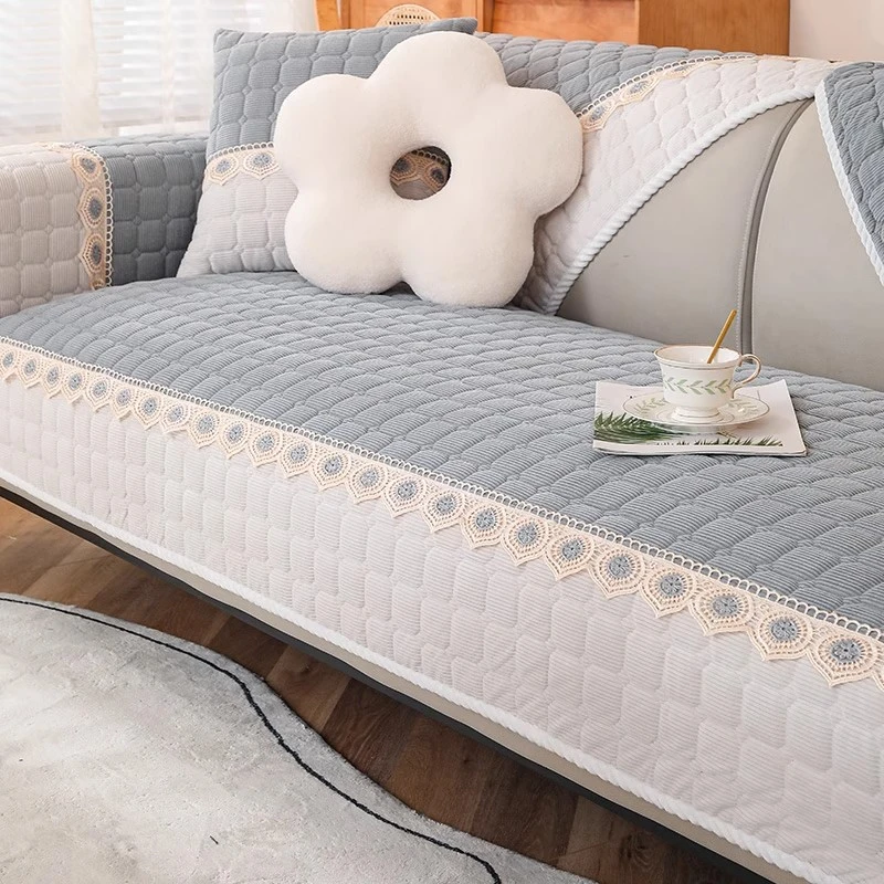 灯芯绒靠背巾新款2024冬季加厚毛绒简约现代防滑皮沙发套罩盖布巾