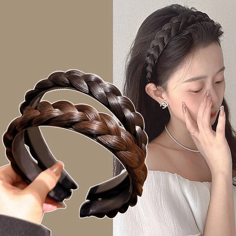 鱼骨辫假发发箍2025女款麻花辫发卡发捆头饰高颅顶显发量压发头箍