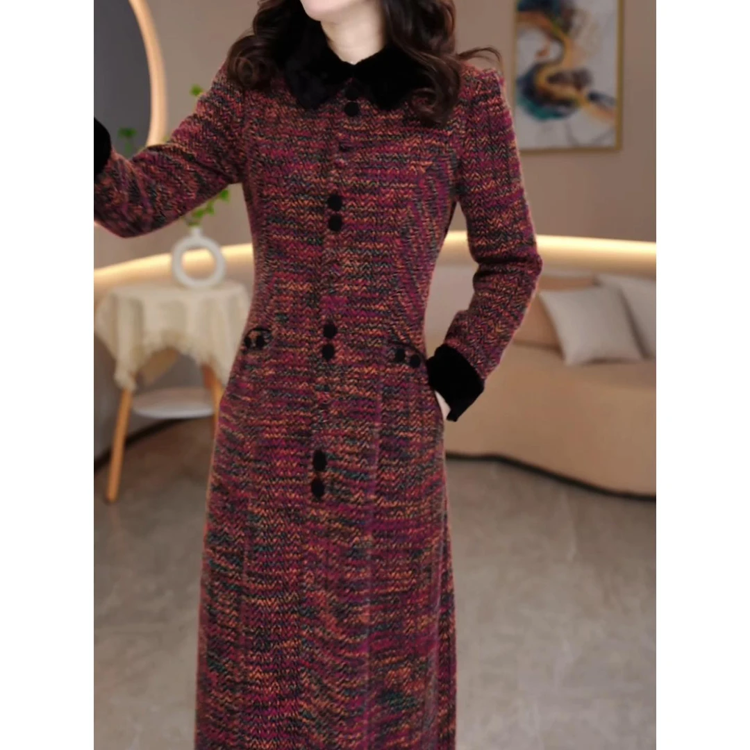 轻熟风连衣裙2024新款女秋冬季加厚轻奢高级感时尚气质打底配大衣