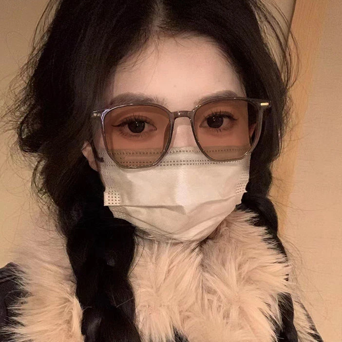 韩版大框变色眼镜框感光变色近视眼镜女款可配度数平光镜超轻