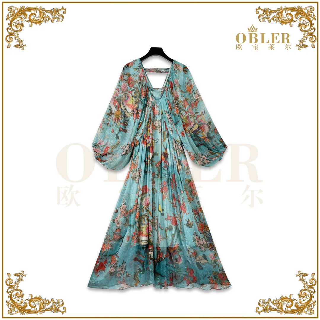 【欧宝莱尔】OBLE新款时尚真丝连衣裙 305-24632