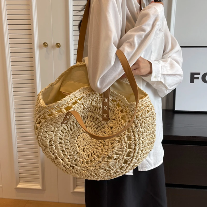 编制草编包包女2024新款泰国海边度假沙滩包小众大容量单肩托特包