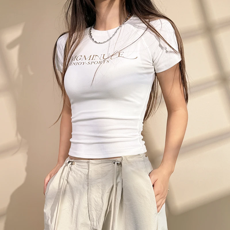 云端贝壳圆领白色运动短袖速干透气专业夏天上衣健身瑜伽T恤女