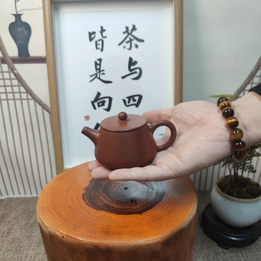 潮州手拉壶【矮石瓢】石瓢壶纯手工手制工夫茶茶壶原朱泥家用泡茶壶