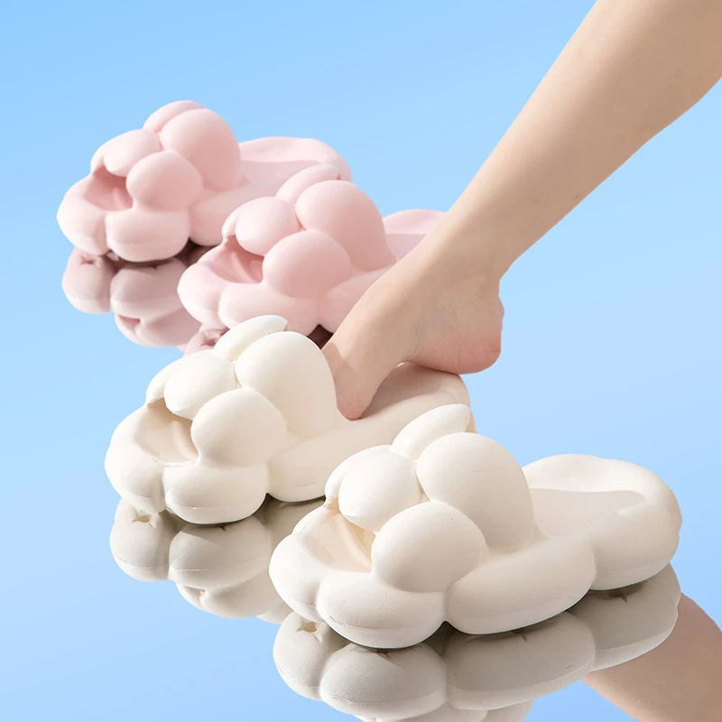 踩屎感拖鞋女夏季厚底增高外穿室内家居洗澡防滑软底情侣云朵凉拖