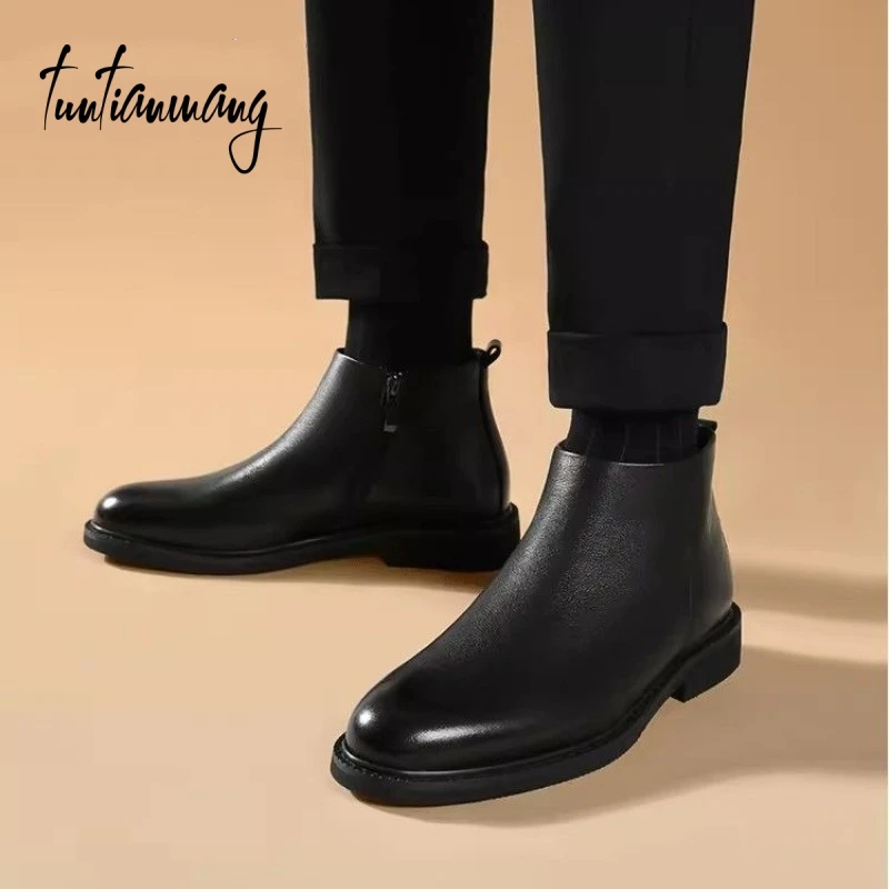 吞天蟒皮鞋2024年春秋季休闲高帮皮鞋透气潮流百搭棉鞋休闲皮鞋男