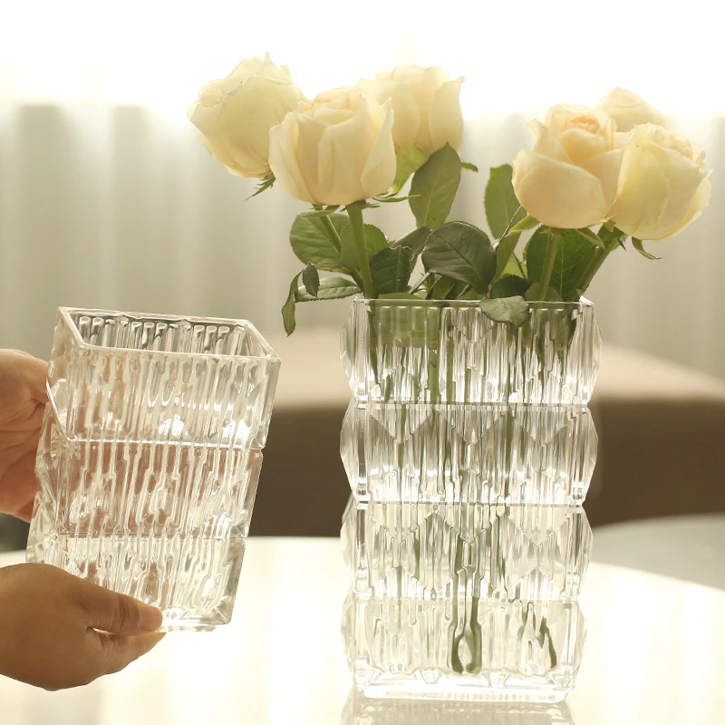 北欧花瓶玻璃透明插花摆件客厅ins风网红轻奢水养玫瑰高级感