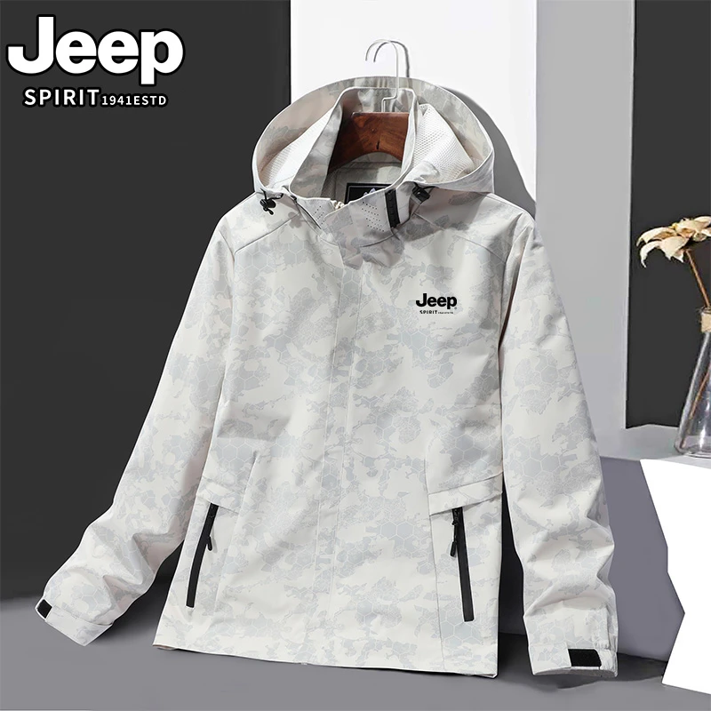 JEEPSPIRIT外套669春季男装女薄款夹克防水风衣服休闲风衣