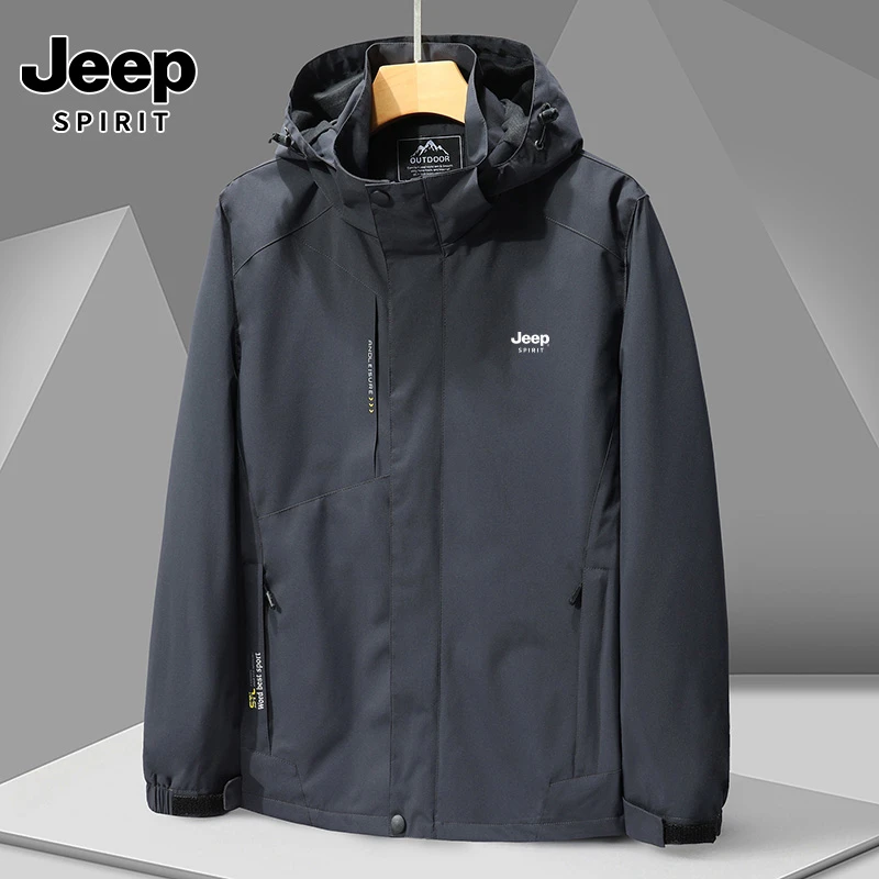 JEEPSPIRIT559外套男装女春秋季夹克衫青少年防水风衣风衣