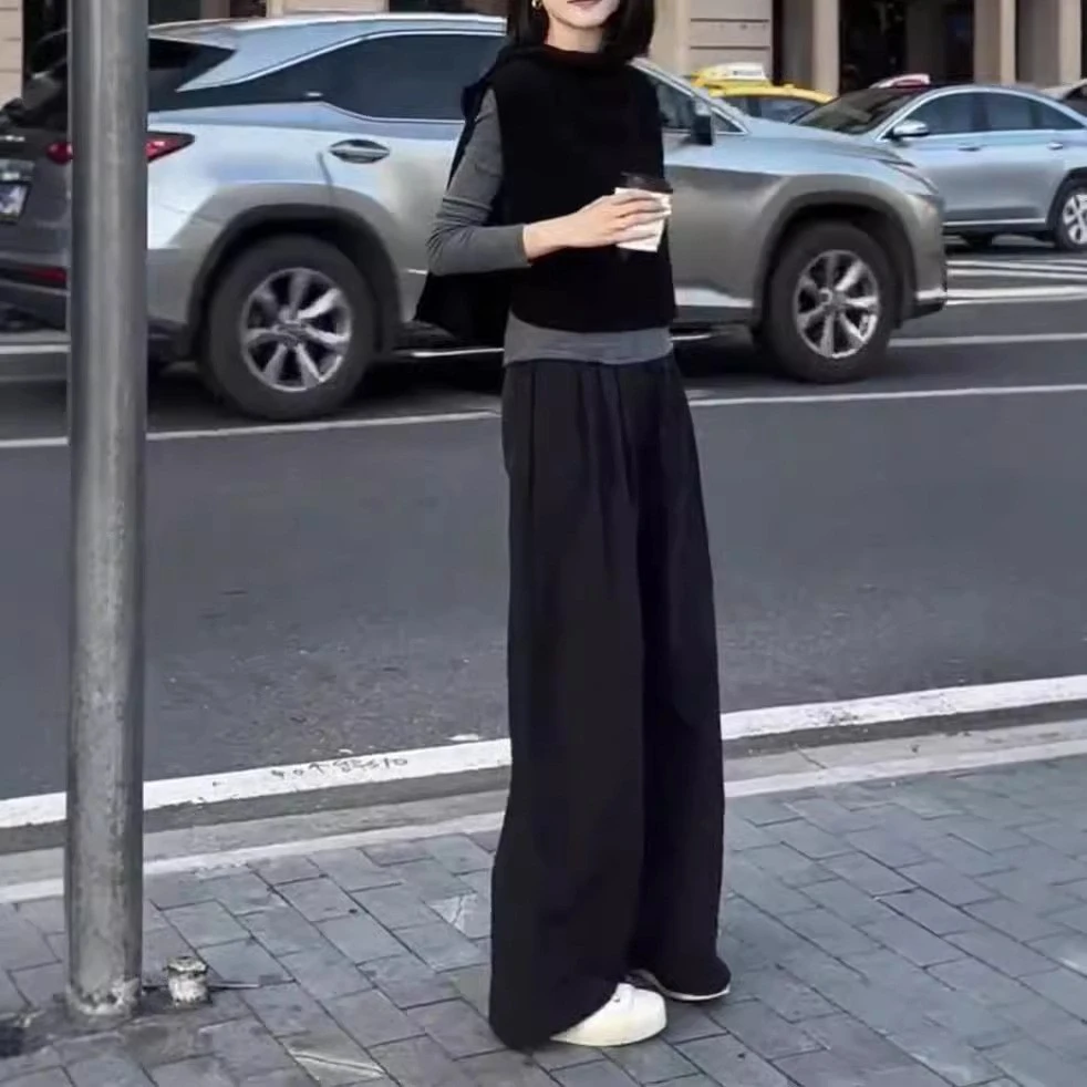 网红爆款时尚套装女2024秋冬新款两件套上衣+高腰垂感显瘦阔腿裤