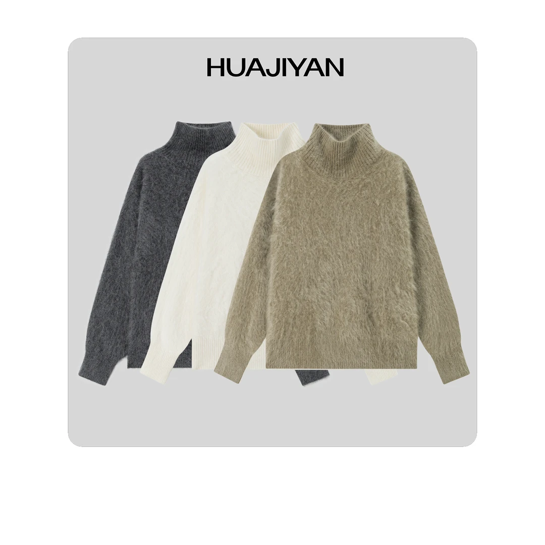 华吉言/HUAJIYAN【大灰狼】100山羊绒柔软蓬松百搭毛衣