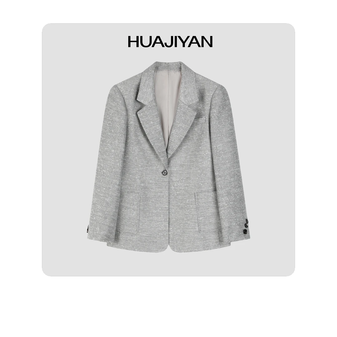 华吉言/HUAJIYAN 【白银时代】高定羊.毛显瘦西装外套