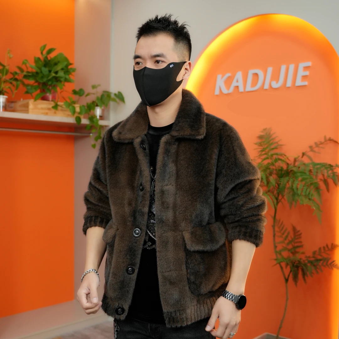 【十字纹】男款休闲外套时尚潮流翻领保暖冬季潮流男士宽松夹克短款