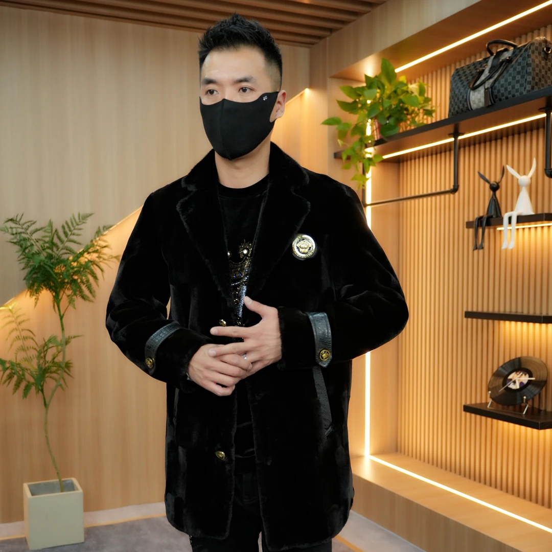 【水波纹中长款】男士时尚轻奢休闲男款外套秋冬时尚外套保暖男大衣