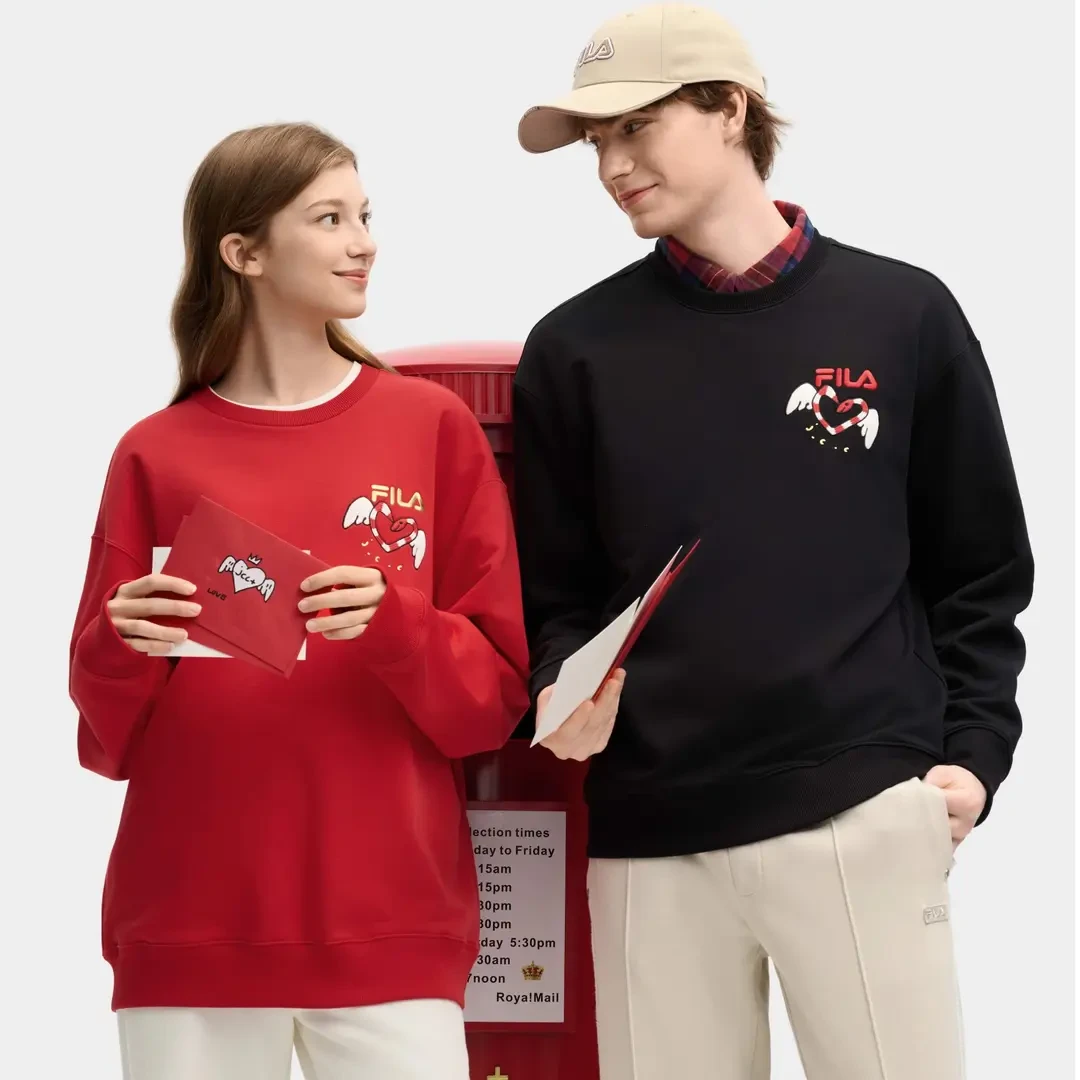 【情侣装】FILA/斐乐男女同款圆领卫衣运动长袖春季百搭F11U519202F