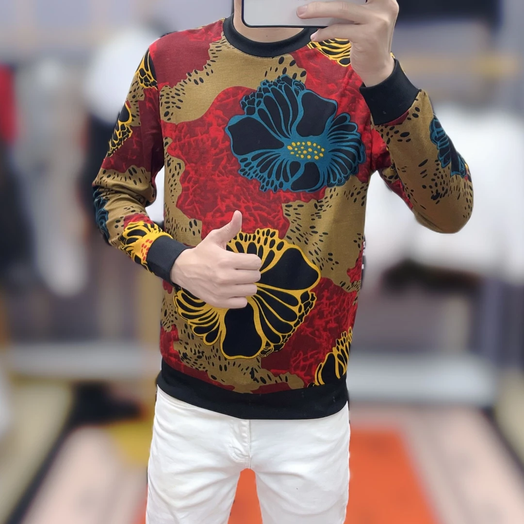 欧洲站秋季新款高品质潮流时尚帅气百搭男士休闲圆领长袖卫衣