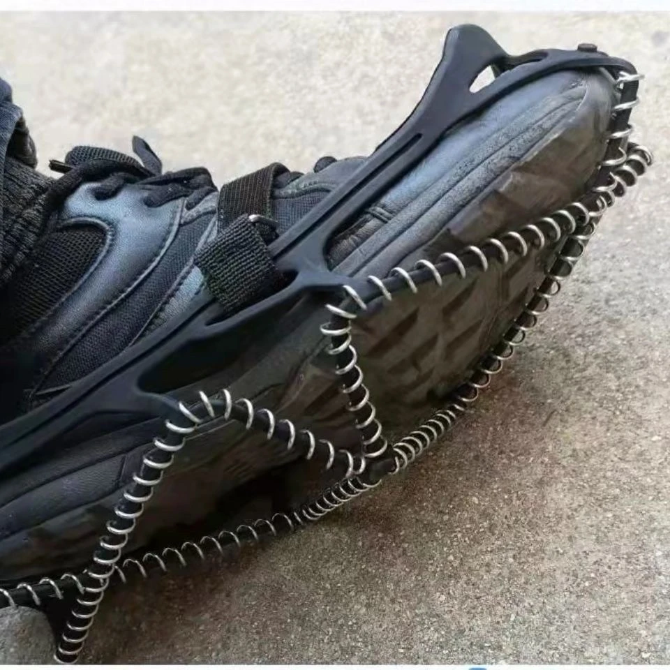 户外越野跑步冰雪地防滑鞋套轻量耐磨钢卷冰爪钓鱼冰链防滑链