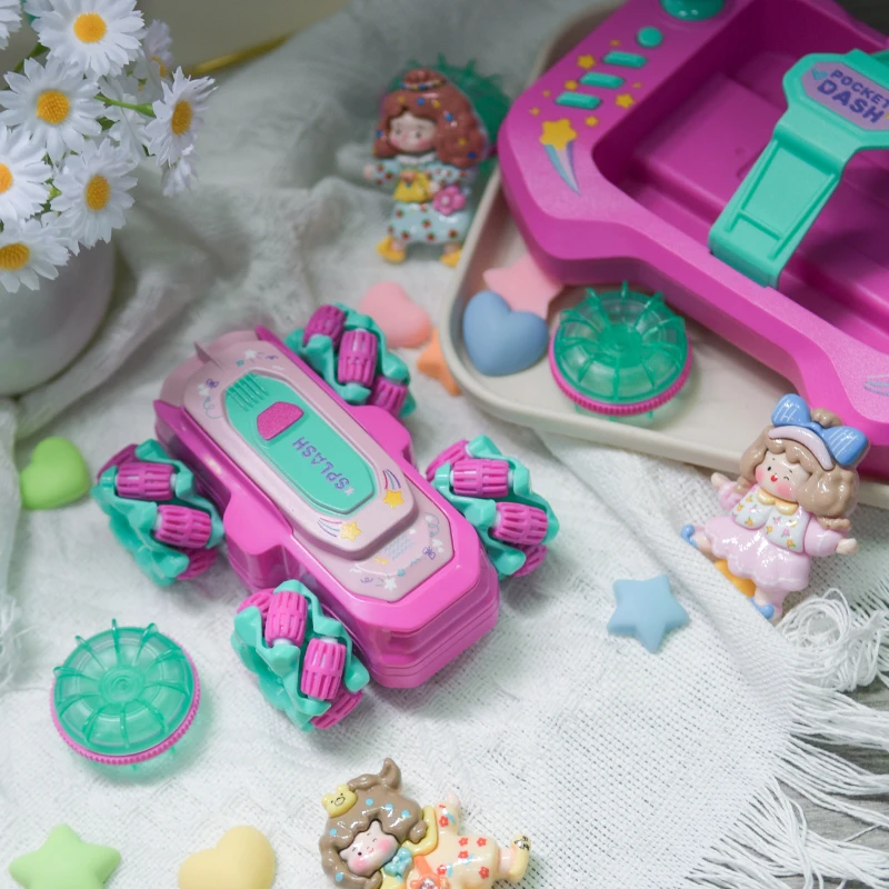 Mini收纳式水陆两栖遥控车特技侧滑旋转全防水遥控车可爱女孩礼物