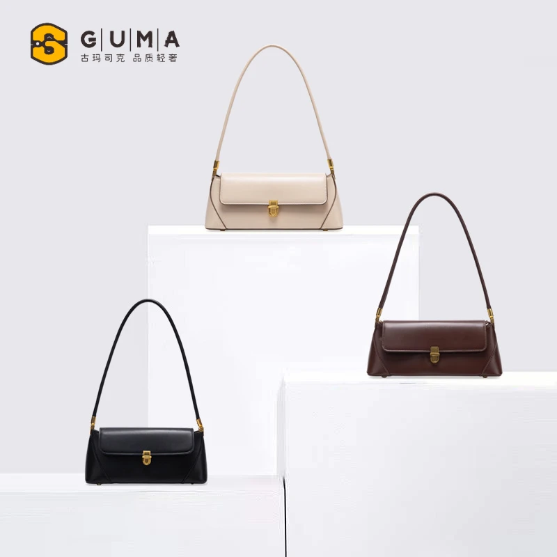 GUMA法棍包小众设计高级感简约黑色腋下包质感单肩包女可