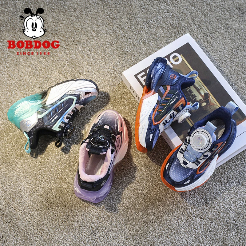 Bobdog/巴布豆2024新款男/女童透气网面时尚休闲防滑百搭儿童童鞋