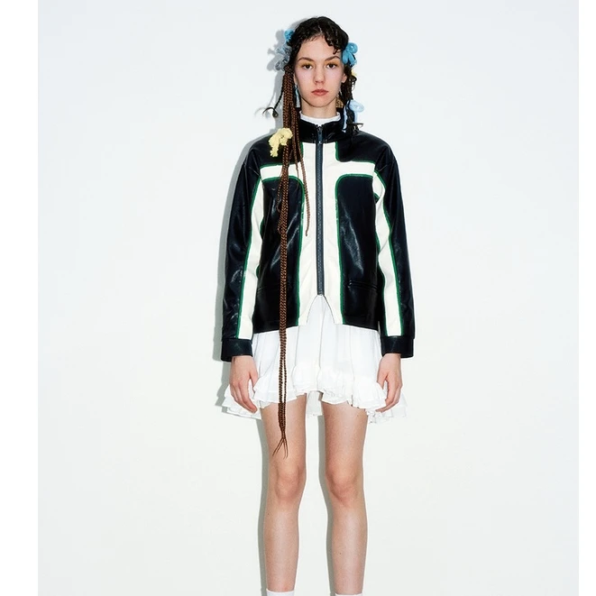 制造后花园*eddying系列美式复古街头感重工帅气轮廓拼色立领外套