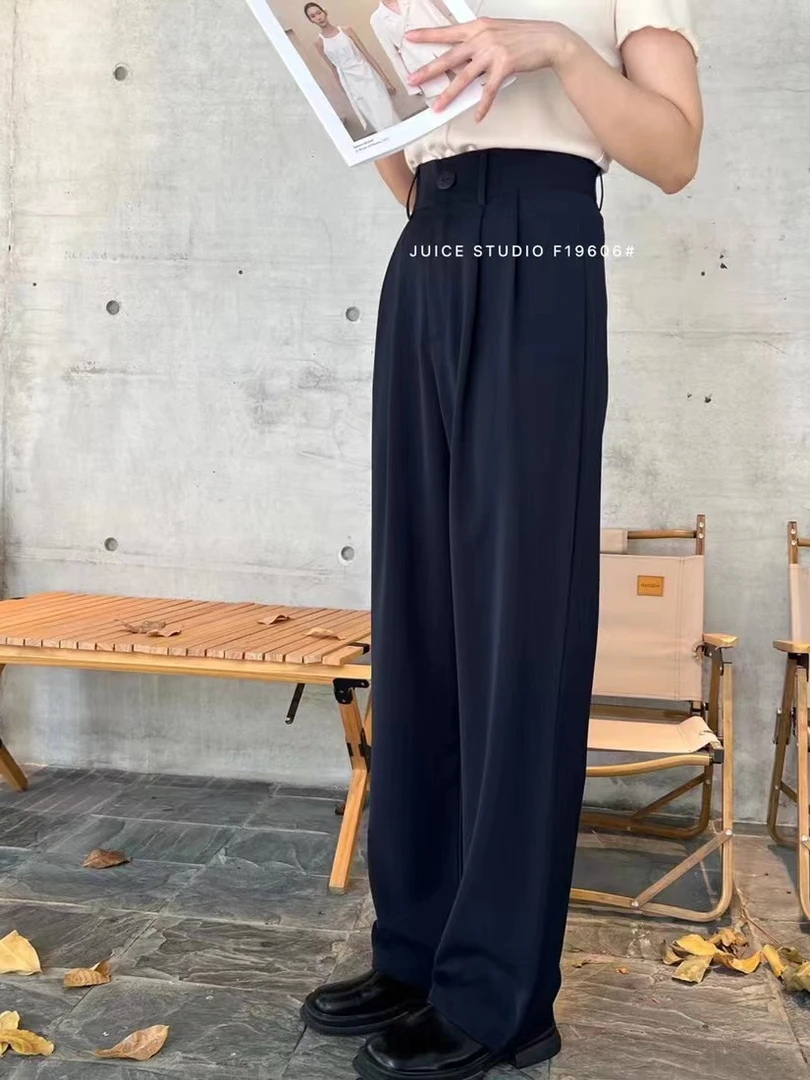显瘦遮肉显腿直高腰西装直筒裤阔腿春夏时尚宽松休闲裤垂感