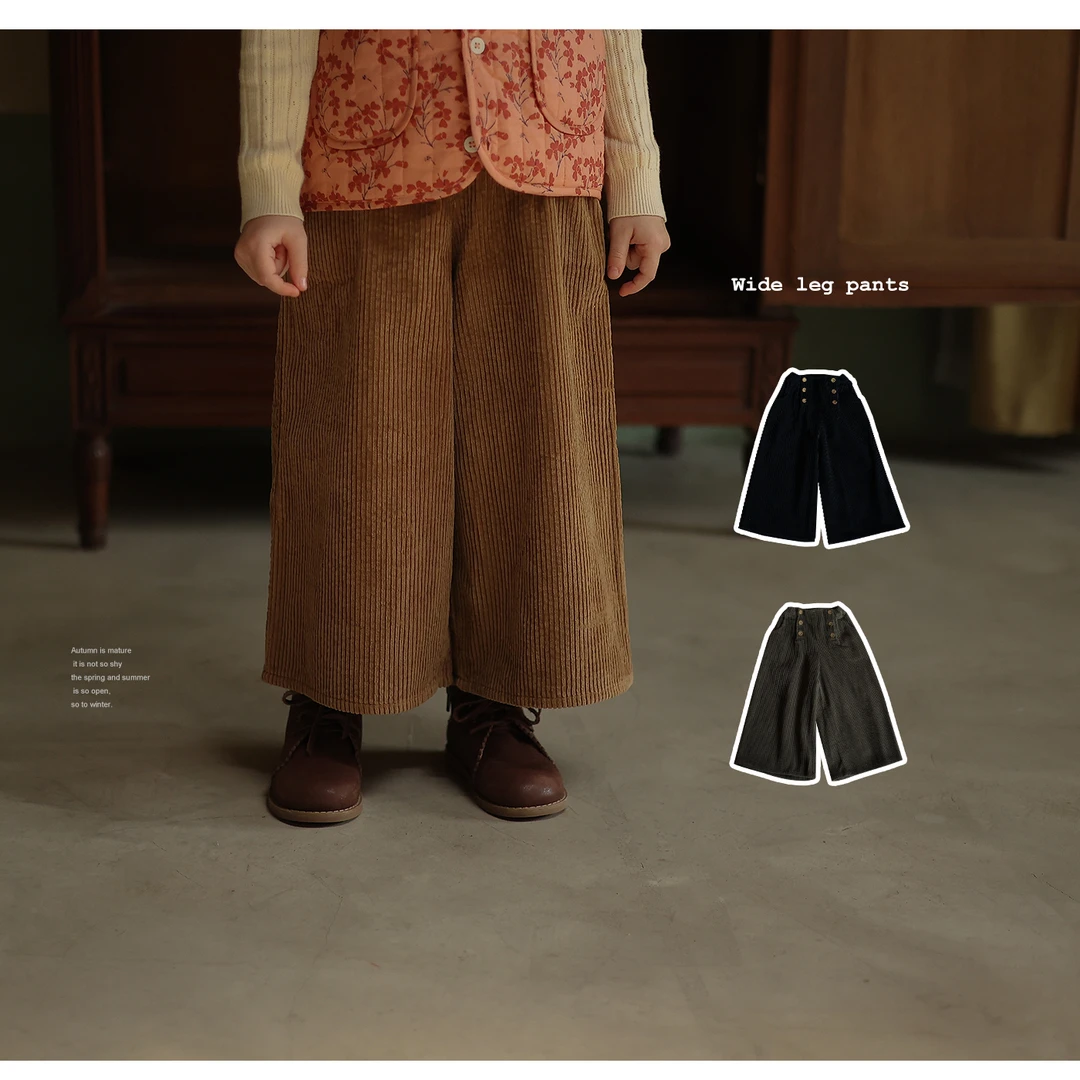 【可多色入】经典百搭的幼儿园宽松复古灯芯绒阔腿裤