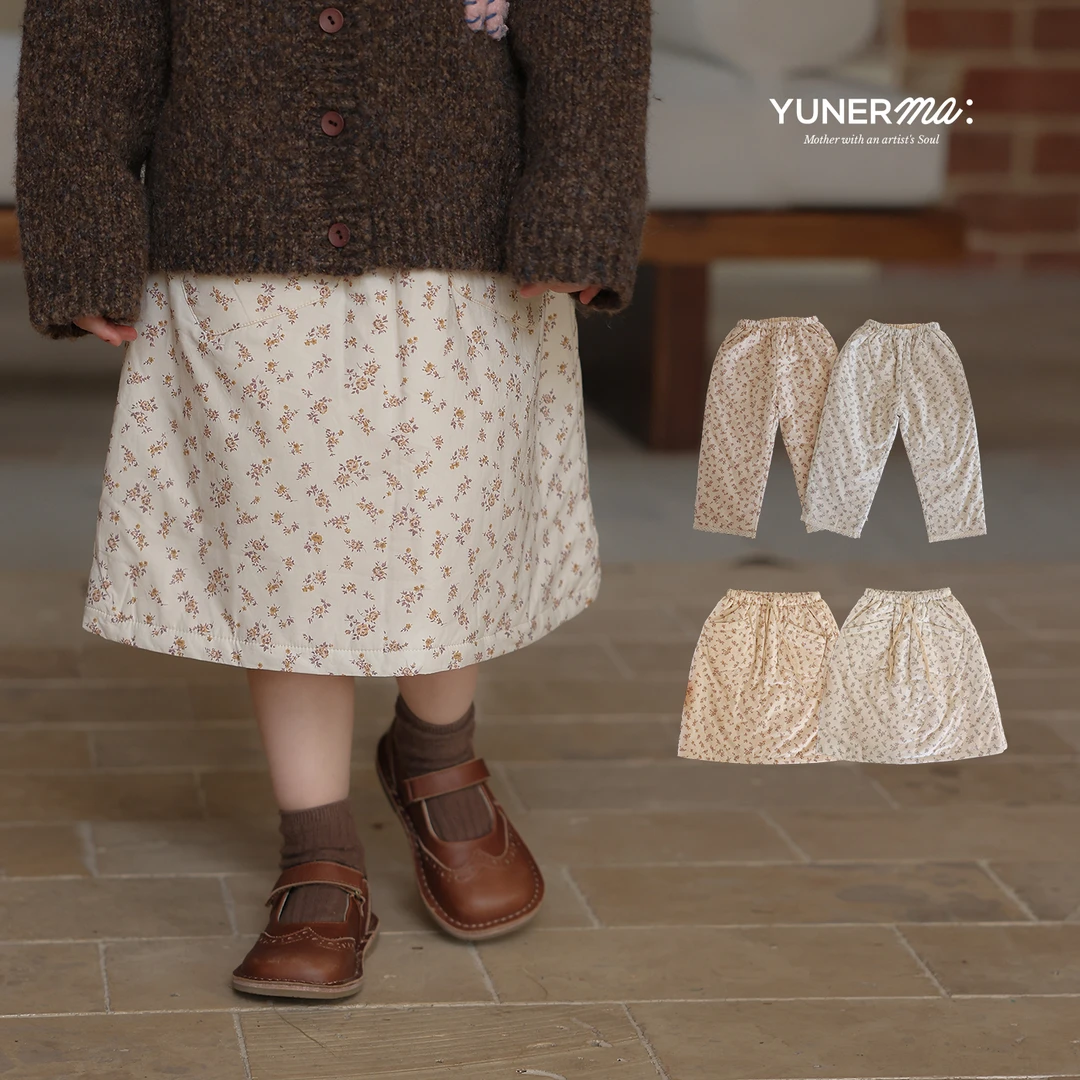 允儿妈女童冬季百搭碎花半身裙宝宝秋冬加厚休闲裤儿童半裙棉裤潮