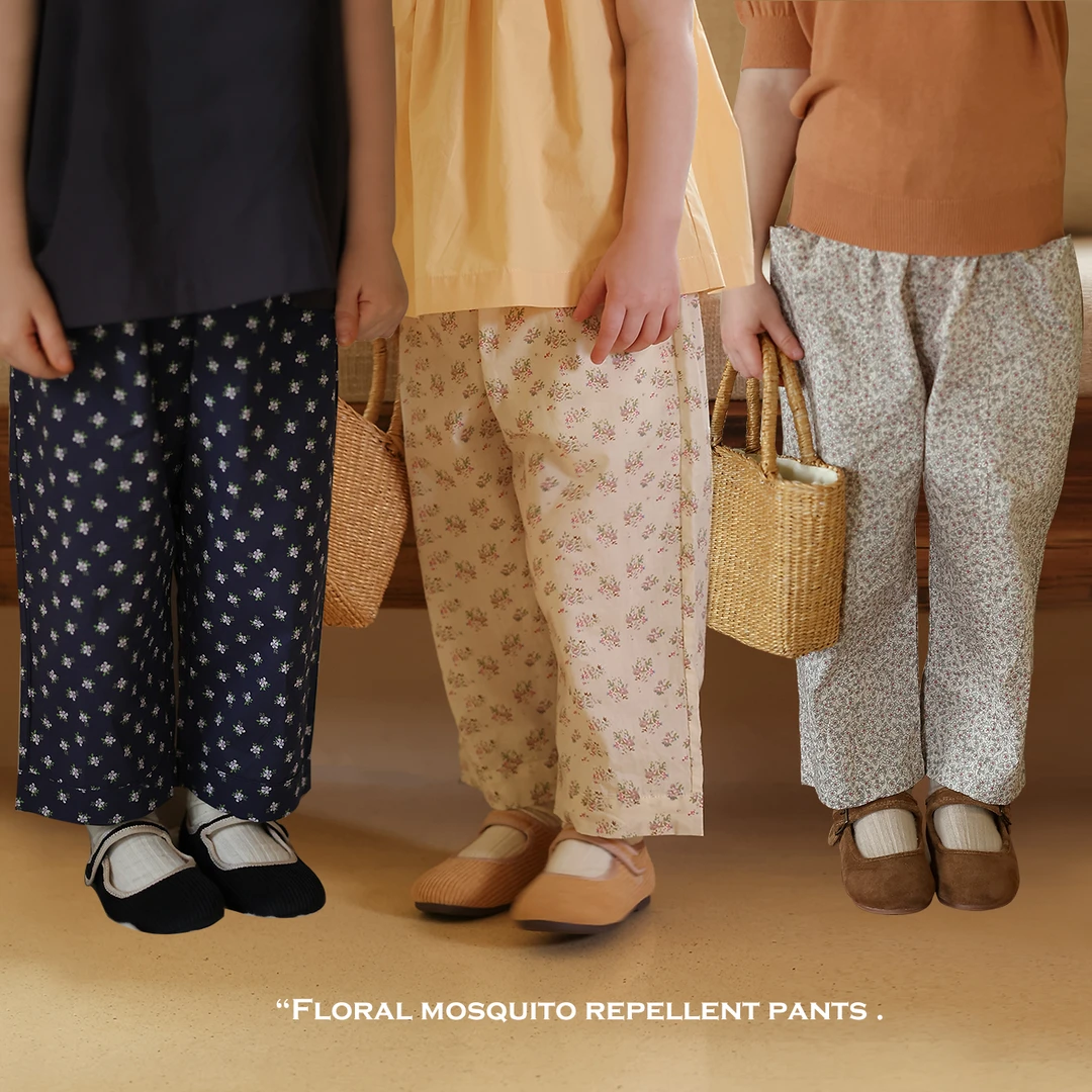 幼儿园宝宝小众气质碎花休闲防蚊裤 女童夏季洋气裤子儿童9分裤潮