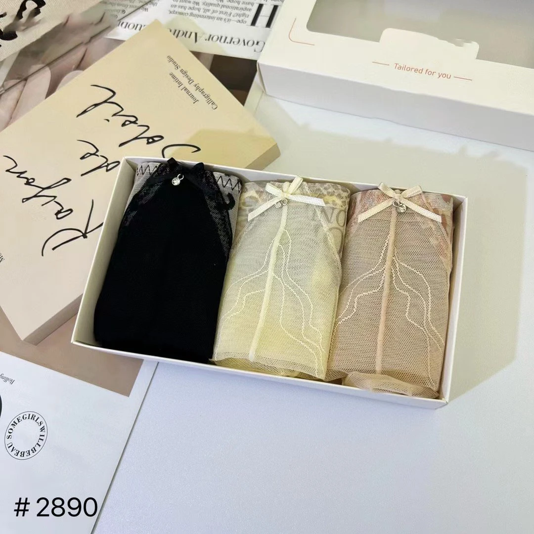 2890#舒适无痕#豹纹内裤少女底裤蕾丝内裤内衣爆款中腰新款收腹MM