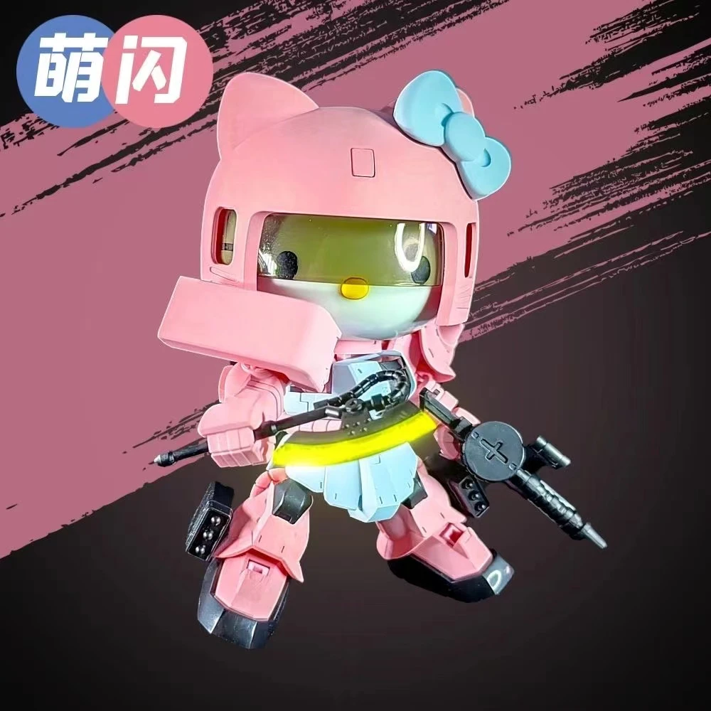 萌闪新品 KT 猫  钣喷 sd 扎古 绿粉双色 拼装模型 国产玩具