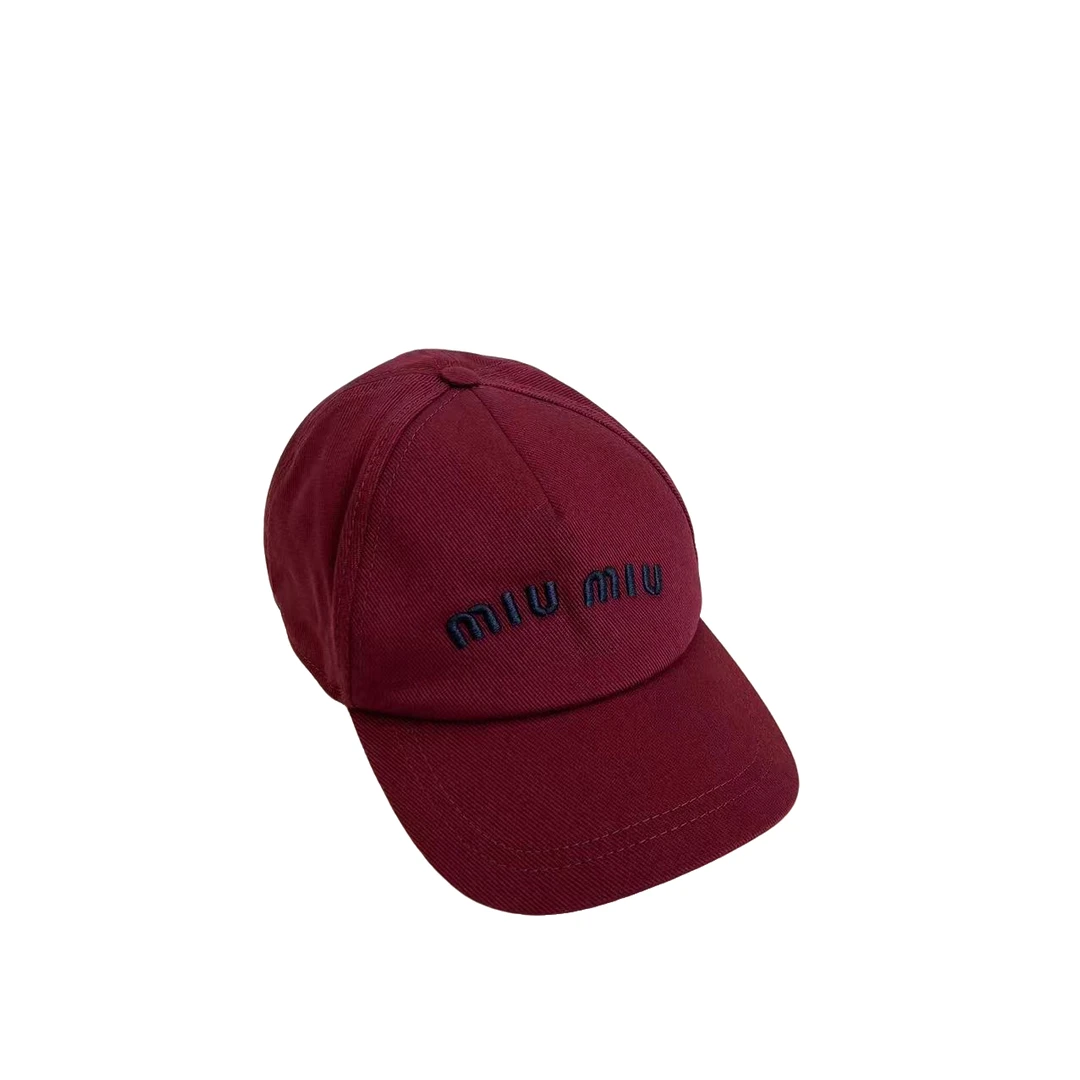 MIUMIU徽标装饰斜纹布棒球帽/公价4250/正品保障/假一赔四