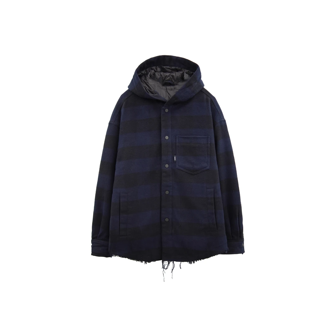 Neysa Date 格子做旧磨破连帽羽绒服/正品保障/假一赔三