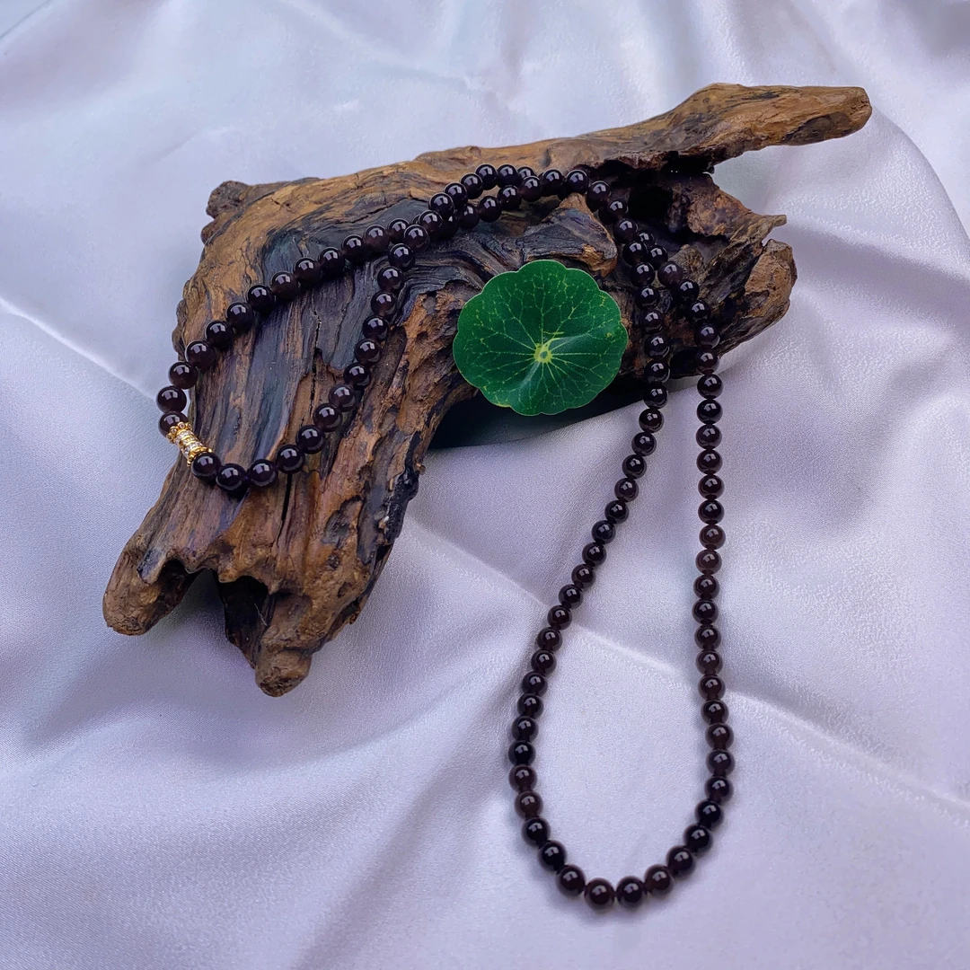 天然和田玉帝王紫108颗佛珠项链