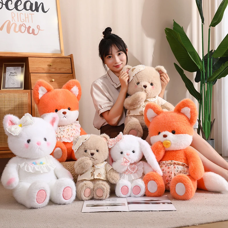 可爱小熊玩偶白兔子毛绒玩具猫咪公仔baby布娃娃女孩抱枕生日礼物