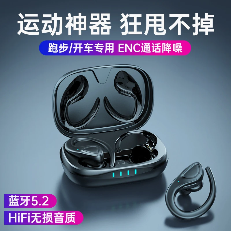 2023年新款真无线蓝牙耳机挂耳式无痛运动ENC降噪高音质超长续航