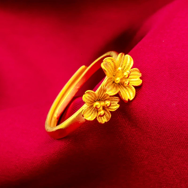 不掉色女士花朵戒指时尚百搭女款戒花朵戒指