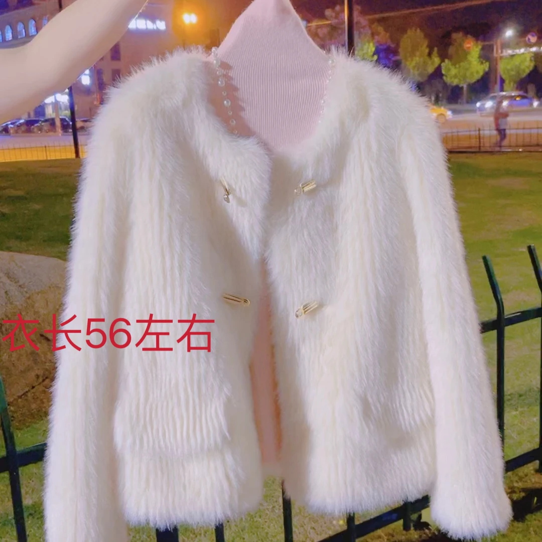 玫瑰扣富家千金感名媛气质外套女秋冬季高级感环保毛毛小香风外套