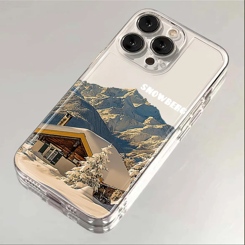 雪山小屋iPhone15苹果手机壳P60华为mate小米vivo红米oppo全包软