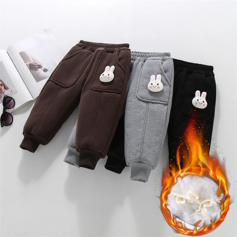 女童棉裤加绒冬款新款女宝宝卡通加厚裤冬装小女孩百搭保暖长裤潮