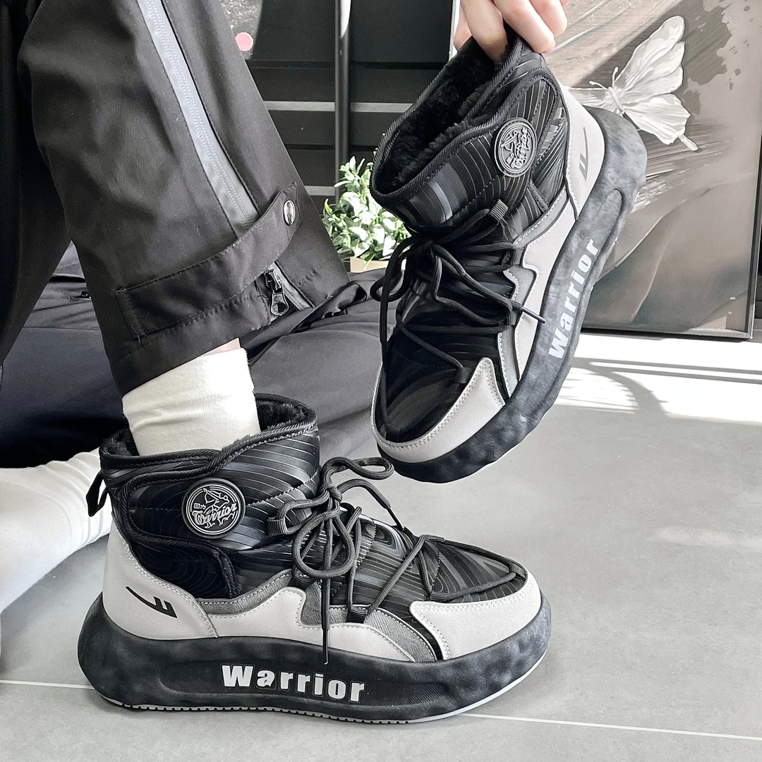 回力雪地靴男款冬季2024新款黑色加绒加厚棉鞋子男士保暖雪地棉潮