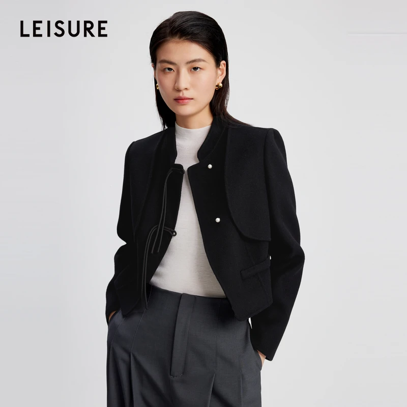 【商场同款】LEISURE丽雪新中式改良盘扣短大衣0542