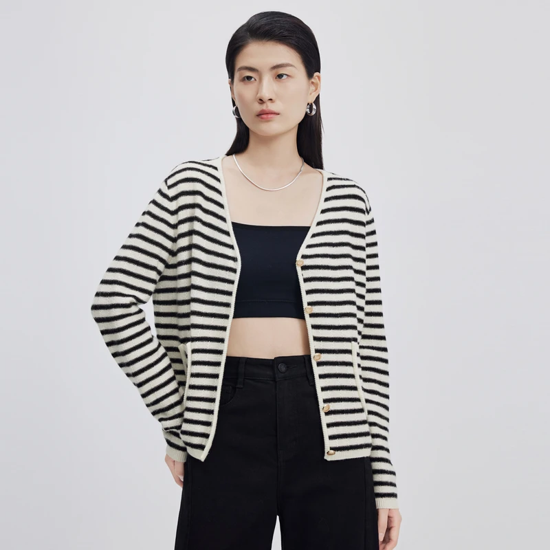 【商场同款】丽雪LEISURE50羊毛混纺小香风毛针织开衫1214